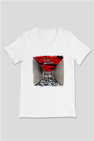 Fates Warning Baskılı Unisex Beyaz V Yaka Tişört