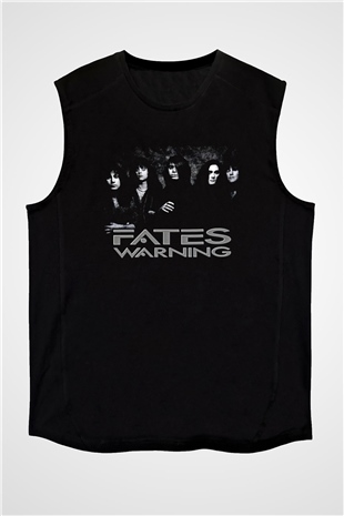 Fates Warning Baskılı Unisex Siyah Kolsuz Tişört - Tshirt