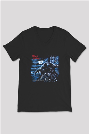 Fates Warning Baskılı Unisex Siyah V Yaka Tişört