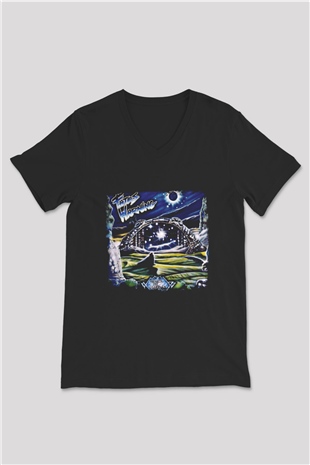 Fates Warning Baskılı Unisex Siyah V Yaka Tişört