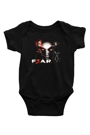 Fear Baskılı Siyah Bebek Body - Zıbın