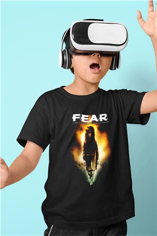 Fear Baskılı Siyah Unisex Çocuk Tişört