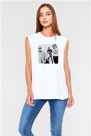 Fear Factory Baskılı Unisex Beyaz Kolsuz Tişört
