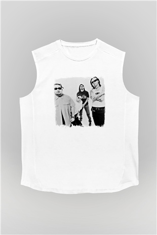 Fear Factory Baskılı Unisex Beyaz Kolsuz Tişört