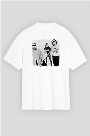 Fear Factory Baskılı Unisex Beyaz Oversize Tişört