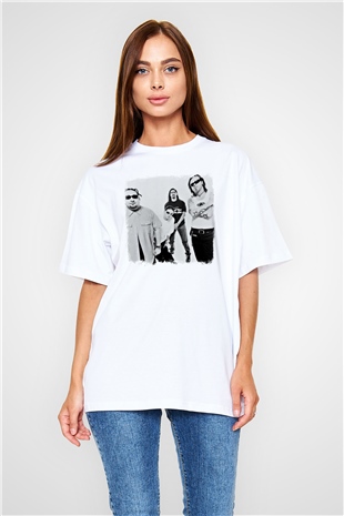 Fear Factory Baskılı Unisex Beyaz Oversize Tişört