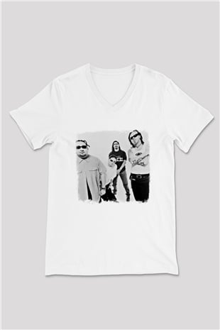 Fear Factory Baskılı Unisex Beyaz V Yaka Tişört