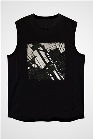 Fear Factory Baskılı Unisex Siyah Kolsuz Tişört