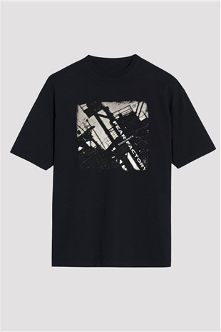 Fear Factory Baskılı Unisex Siyah Oversize Tişört