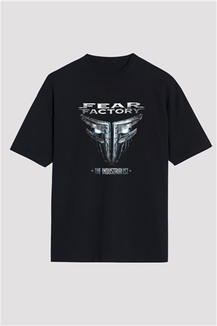 Fear Factory Baskılı Unisex Siyah Oversize Tişört