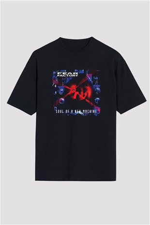 Fear Factory Baskılı Unisex Siyah Oversize Tişört