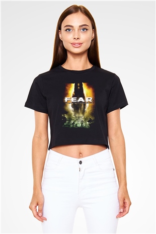 Fear Siyah  Crop Top Tişört