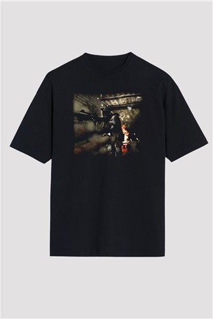 Fear Siyah Unisex Oversize Tişört T-Shirt
