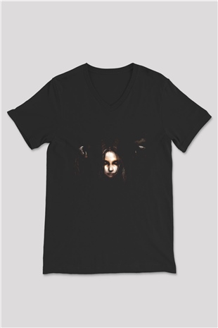 Fear Siyah Unisex V Yaka Tişört T-Shirt