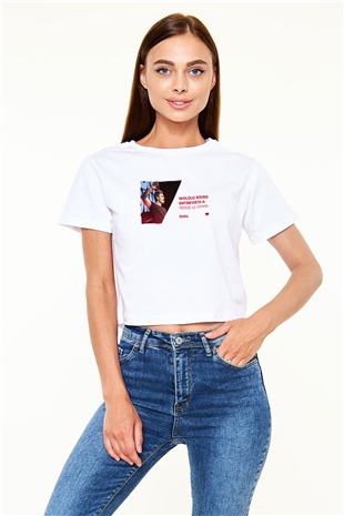 Fedde Le Grand Beyaz  Crop Top Tişört
