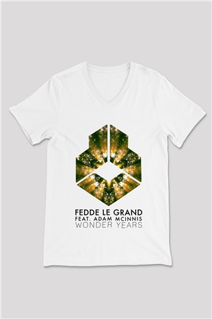 Fedde Le Grand Beyaz Unisex V Yaka Tişört