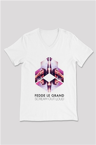 Fedde Le Grand Beyaz Unisex V Yaka Tişört