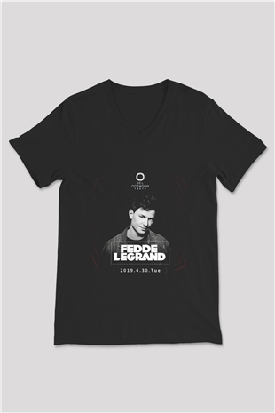 Fedde Le Grand Siyah Unisex V Yaka Tişört