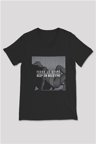 Fedde Le Grand Siyah Unisex V Yaka Tişört T-Shirt