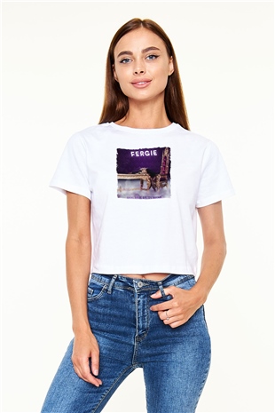 Fergie Beyaz  Crop Top Tişört