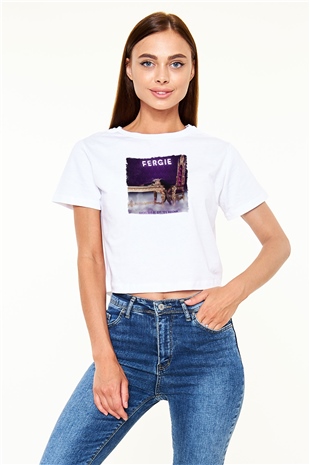 Fergie Beyaz  Crop Top Tişört