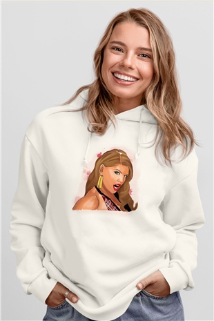 Fergie Beyaz Unisex Kapüşonlu Sweatshirt