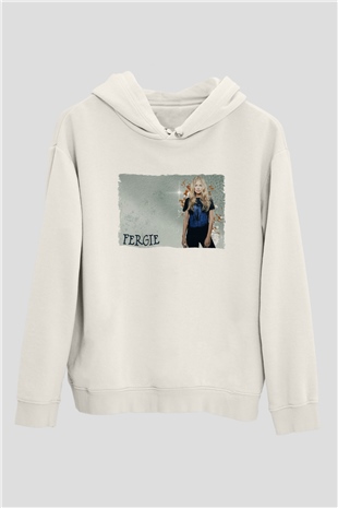 Fergie Beyaz Unisex Kapüşonlu Sweatshirt