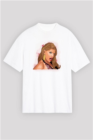Fergie Beyaz Oversize Tişört Oversize T-shirt - TişörtFabrikası