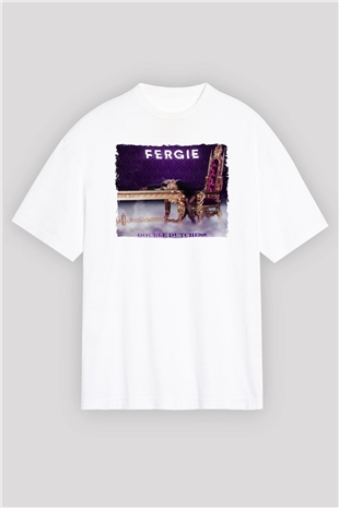 Fergie Beyaz Oversize Tişört Oversize T-shirt - TişörtFabrikası
