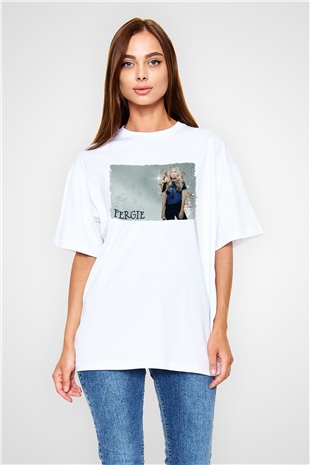 Fergie Beyaz Oversize Tişört Oversize T-shirt - TişörtFabrikası