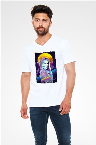 Fergie Beyaz Unisex V Yaka Tişört