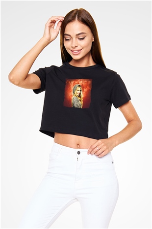 Fergie Siyah  Crop Top Tişört