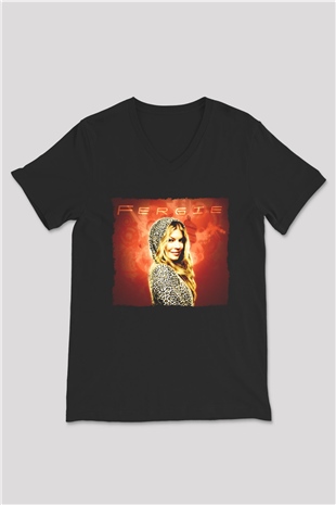 Fergie Siyah Unisex V Yaka Tişört