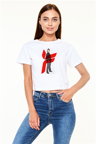 Ferry Corsten Beyaz  Crop Top Tişört