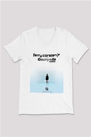 Ferry Corsten Beyaz Unisex V Yaka Tişört