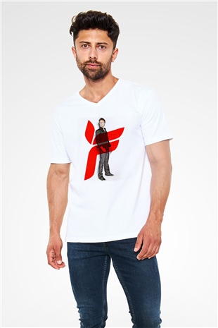 Ferry Corsten Beyaz Unisex V Yaka Tişört