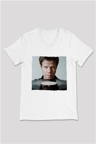 Ferry Corsten Beyaz Unisex V Yaka Tişört