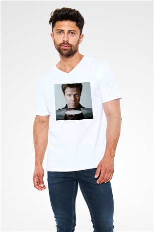 Ferry Corsten Beyaz Unisex V Yaka Tişört