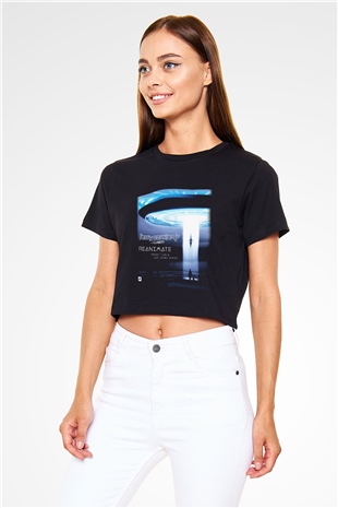 Ferry Corsten Siyah Crop Top Tişört