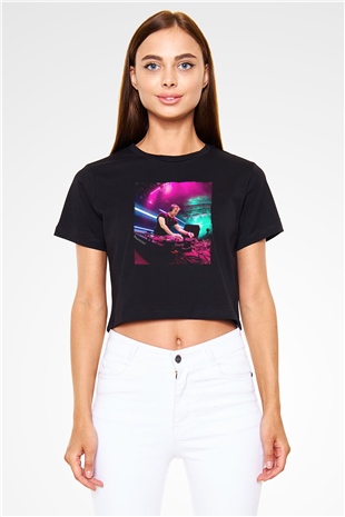 Ferry Corsten Siyah  Crop Top Tişört