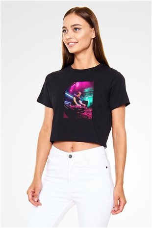 Ferry Corsten Siyah  Crop Top Tişört