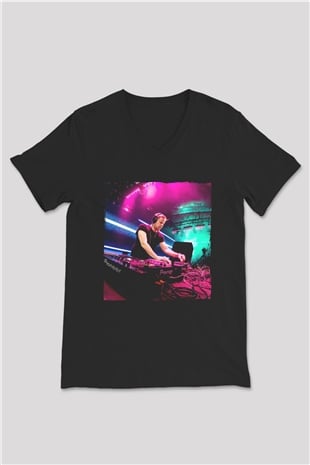 Ferry Corsten Siyah Unisex V Yaka Tişört