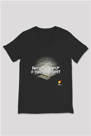 Ferry Corsten Siyah Unisex V Yaka Tişört T-Shirt