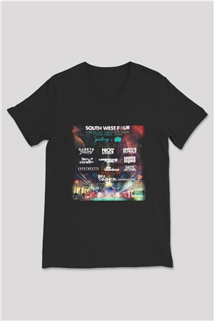 Ferry Corsten Siyah Unisex V Yaka Tişört T-Shirt