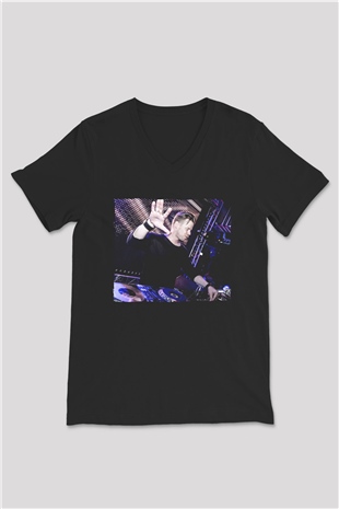 Ferry Corsten Siyah Unisex V Yaka Tişört