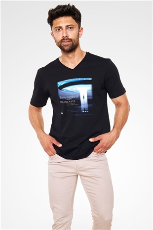 Ferry Corsten Siyah Unisex V Yaka Tişört T-Shirt