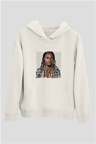Fetty Wap Baskılı Unisex Beyaz Kapüşonlu Sweatshirt