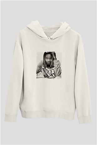 Fetty Wap Baskılı Unisex Beyaz Kapüşonlu Sweatshirt