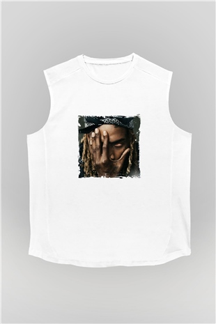 Fetty Wap Baskılı Unisex Beyaz Kolsuz Tişört
