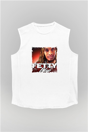 Fetty Wap Baskılı Unisex Beyaz Kolsuz Tişört